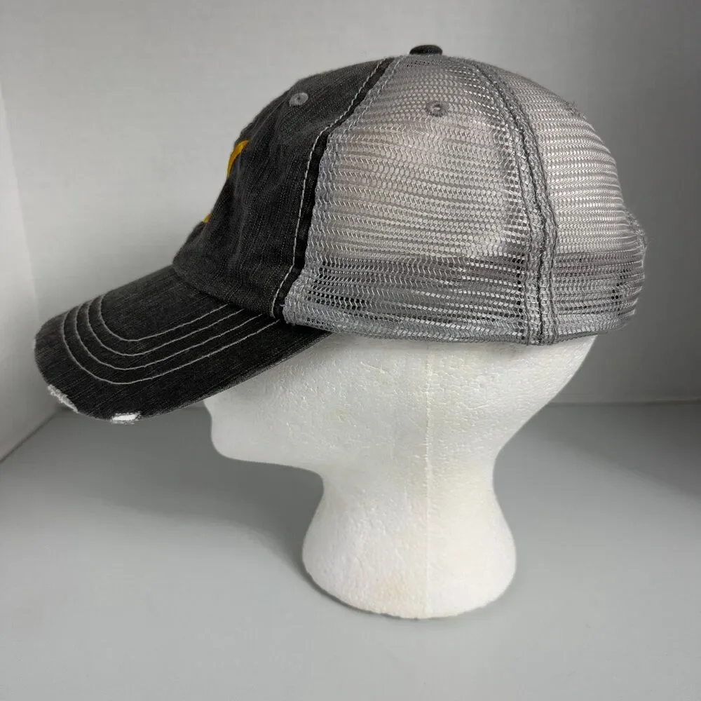 Yellowstone Dutton Ranch Gray Trucker Hat Distressed Adjustable Backstrap OSFA